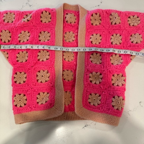 Handmade Pink Crochet Cardigan Sweater - Picture 7 of 7